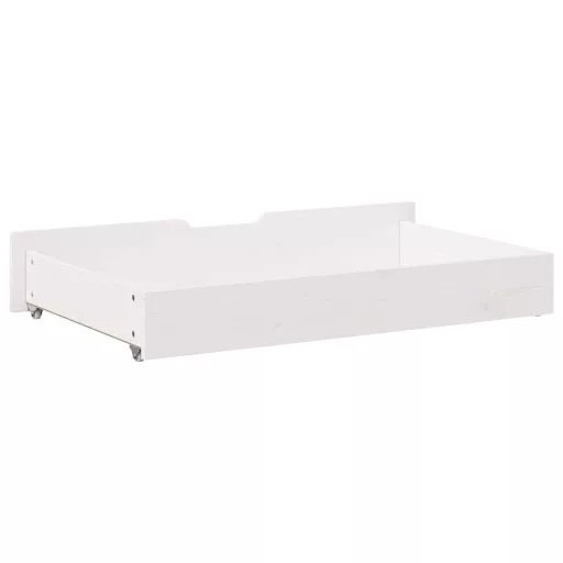 2 db fehér tömör fenyőfa ágy alatti fiók 95 x 55 x 17 cm
