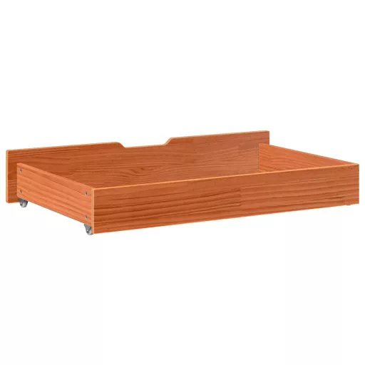 2 db viaszbarna tömör fenyőfa ágy alatti fiók 95 x 55 x 17 cm