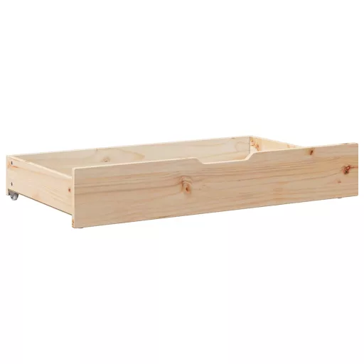 2 db tömör fenyőfa ágy alatti fiók kerékkel 90 x 55 x 17 cm