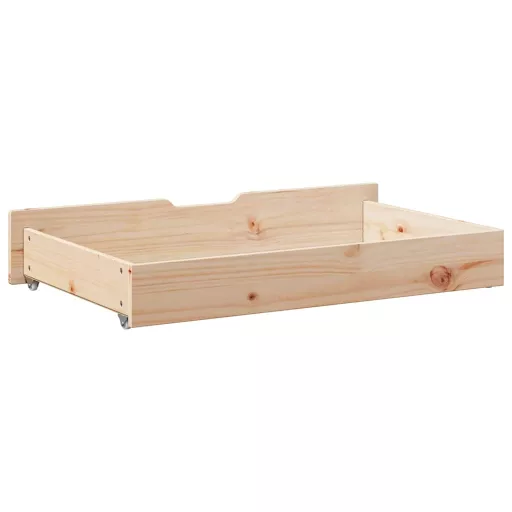 2 db tömör fenyőfa ágy alatti fiók kerékkel 90 x 55 x 17 cm