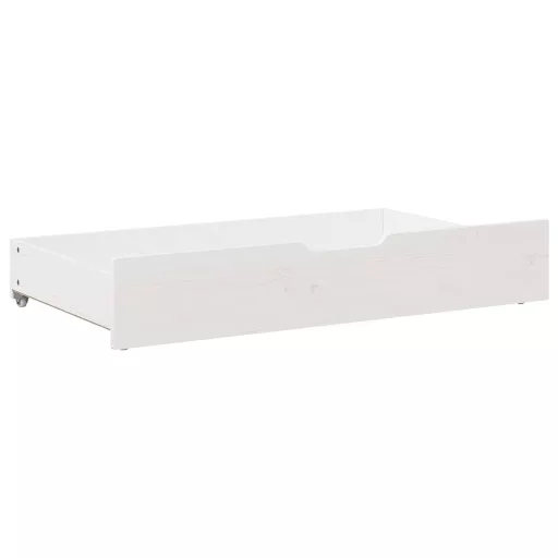 2 db fehér tömör fenyőfa ágy alatti fiók 90 x 55 x 17 cm