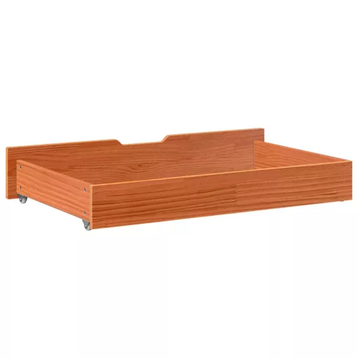 2 db viaszbarna tömör fenyőfa ágy alatti fiók 90 x 55 x 17 cm