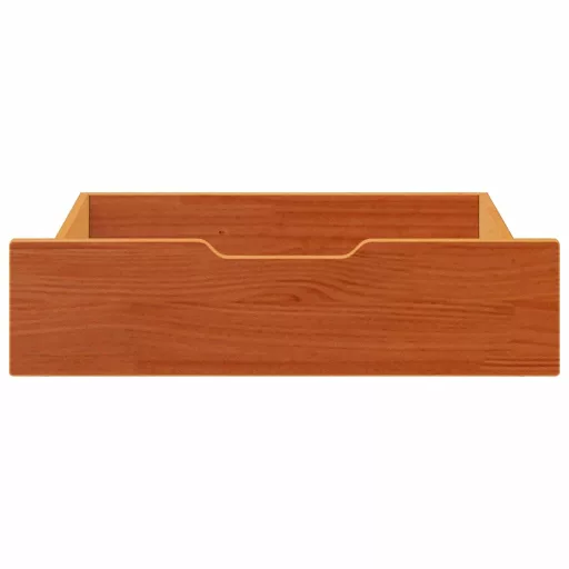 2 db viaszbarna tömör fenyőfa ágy alatti fiók 75 x 55 x 17 cm