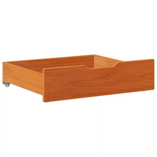 2 db viaszbarna tömör fenyőfa ágy alatti fiók 75 x 55 x 17 cm