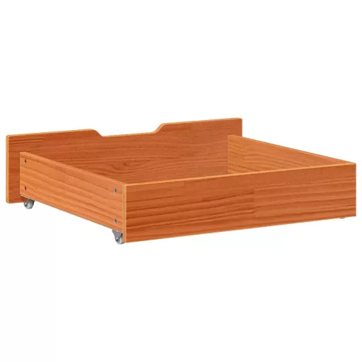 2 db viaszbarna tömör fenyőfa ágy alatti fiók 75 x 55 x 17 cm