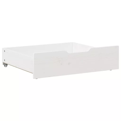 2 db fehér tömör fenyőfa ágy alatti fiók 65 x 55 x 17 cm