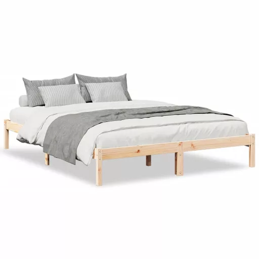Tömör fenyőfa extra hosszú ágykeret matrac nélkül 140 x 210 cm