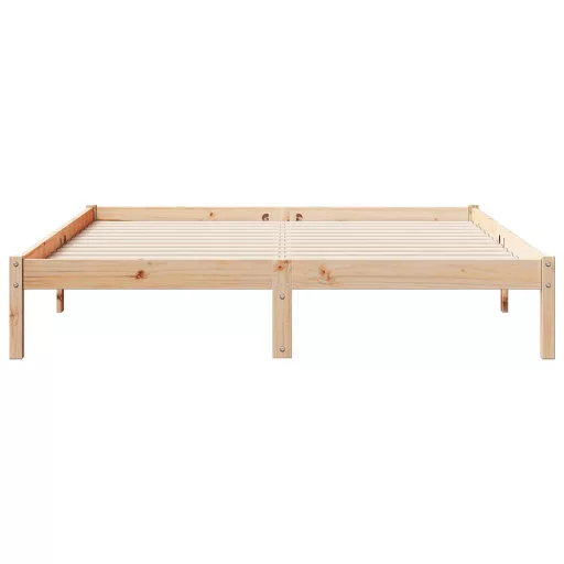 Tömör fenyőfa extra hosszú ágykeret matrac nélkül 140 x 210 cm