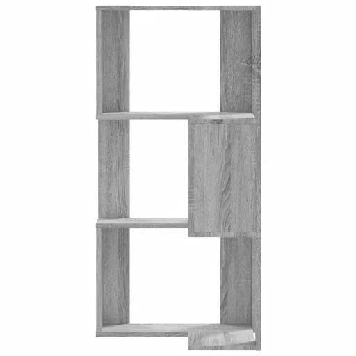 3 szintes szürke szerelt fa sarok könyvespolc 50 x 50 x 102 cm