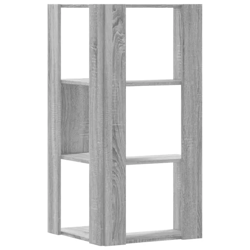 3 szintes szürke szerelt fa sarok könyvespolc 50 x 50 x 102 cm