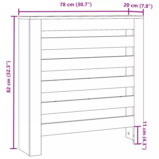 Betonszürke szerelt fa radiátorburkolat 78 x 20 x 82 cm