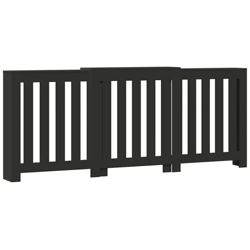 Fekete szerelt fa radiátorburkolat 205 x 21,5 x 83,5 cm
