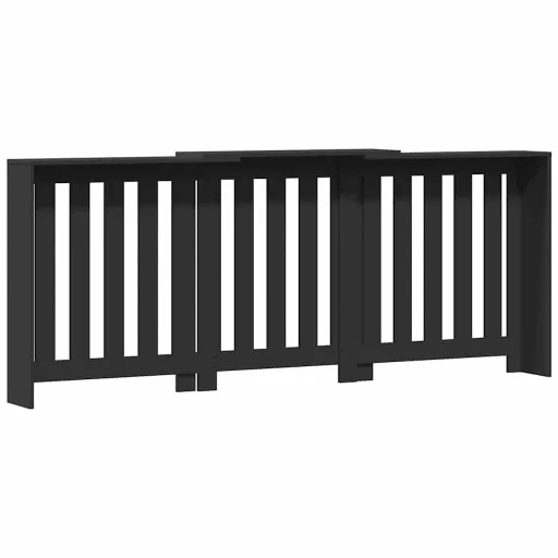 Fekete szerelt fa radiátorburkolat 205 x 21,5 x 83,5 cm