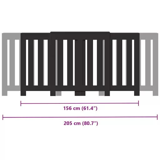 Fekete szerelt fa radiátorburkolat 205 x 21,5 x 83,5 cm