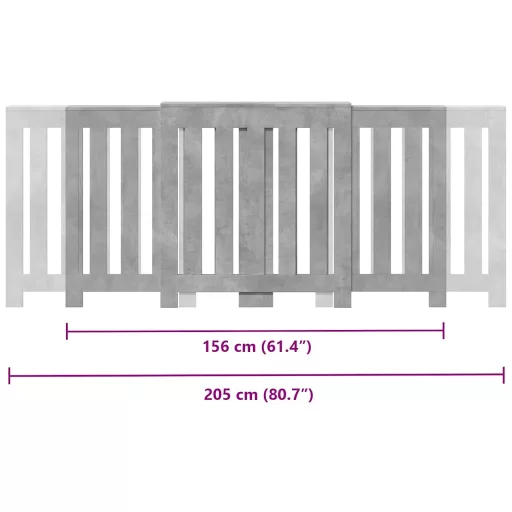 Betonszürke szerelt fa radiátorburkolat 205 x 21,5 x 83,5 cm