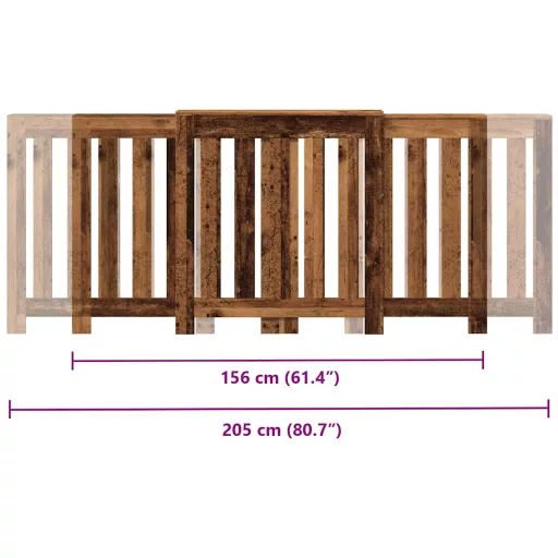 Antik fa színű szerelt fa radiátorburkolat 205 x 21, 5x 83,5 cm