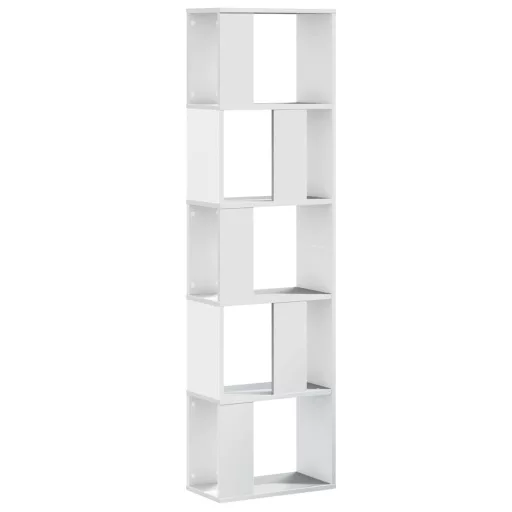 5 szintes fehér szerelt fa könyvespolc 45 x 23,5 x 162,5 cm
