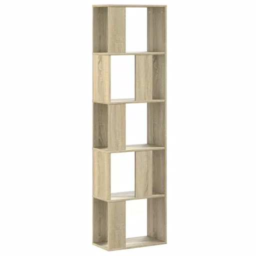 5 szintes sonoma tölgy szerelt fa könyvespolc 45x23,5x162,5 cm
