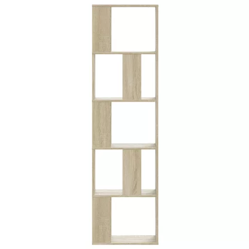 5 szintes sonoma tölgy szerelt fa könyvespolc 45x23,5x162,5 cm