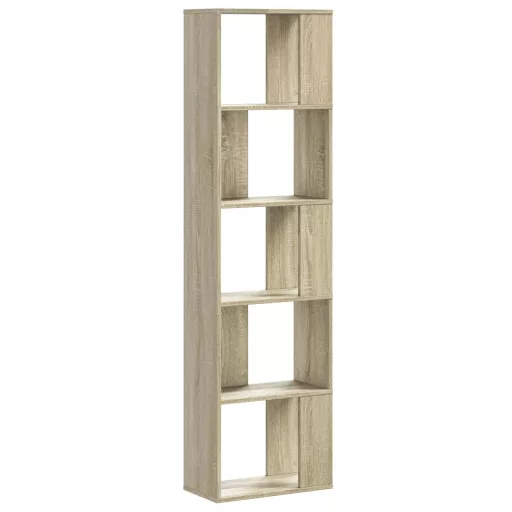 5 szintes sonoma tölgy szerelt fa könyvespolc 45x23,5x162,5 cm