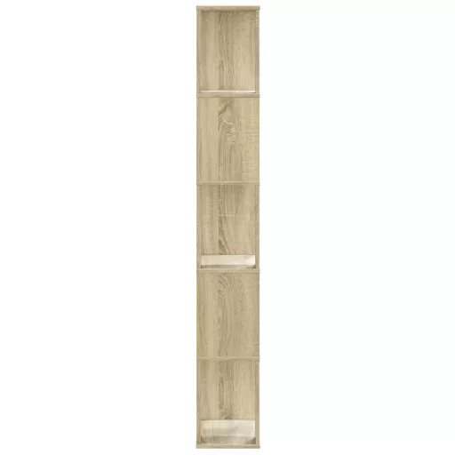 5 szintes sonoma tölgy szerelt fa könyvespolc 45x23,5x162,5 cm