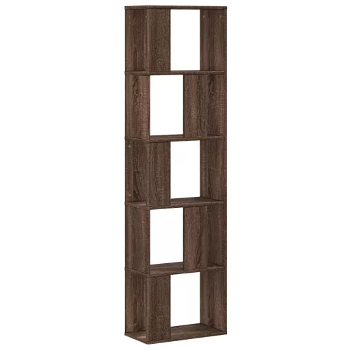 5 szintes barna tölgy szerelt fa könyvespolc 45x23,5x162,5 cm