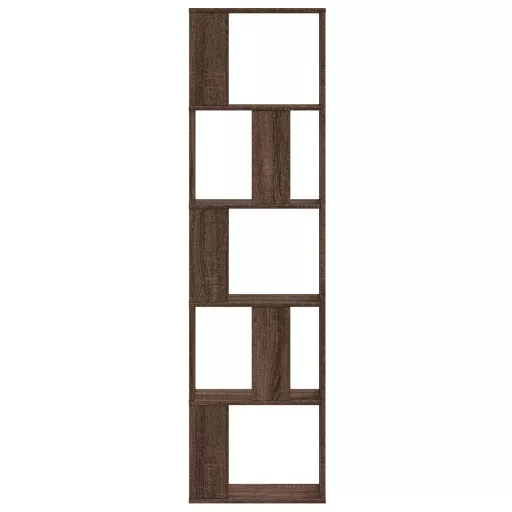 5 szintes barna tölgy szerelt fa könyvespolc 45x23,5x162,5 cm