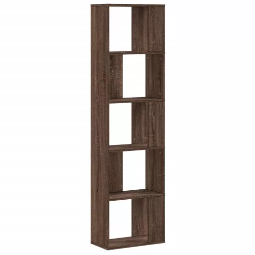 5 szintes barna tölgy szerelt fa könyvespolc 45x23,5x162,5 cm