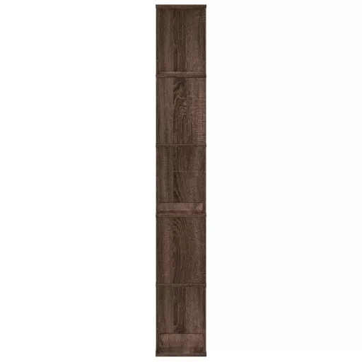 5 szintes barna tölgy szerelt fa könyvespolc 45x23,5x162,5 cm