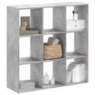 Betonszürke szerelt fa könyvespolc 102 x 32 x 102 cm
