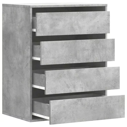 Betonszürke szerelt fa fiókos sarokszekrény 60 x 41 x 76 cm