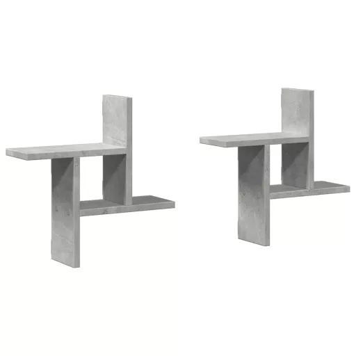2 db betonszürke szerelt fa fali polc 38 x 12 x 38 cm