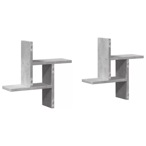 2 db betonszürke szerelt fa fali polc 38 x 12 x 38 cm