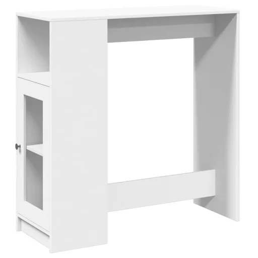 Fehér szerelt fa tárolórekeszes bárasztal 101 x 40 x 103,5 cm