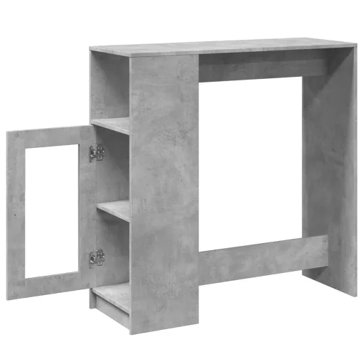 Betonszürke szerelt fa tárolórekeszes bárasztal 101x40x103,5 cm