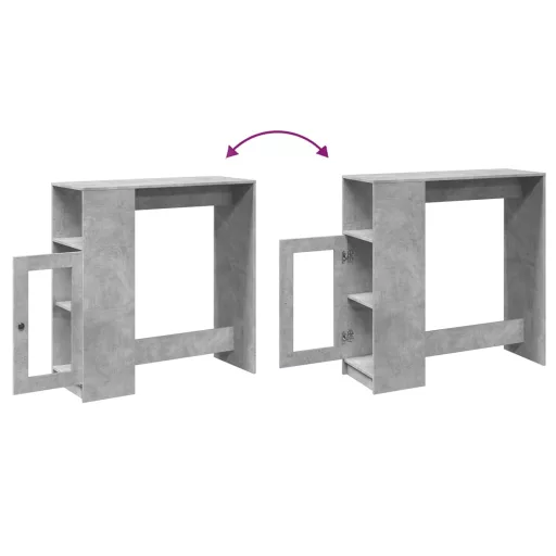 Betonszürke szerelt fa tárolórekeszes bárasztal 101x40x103,5 cm