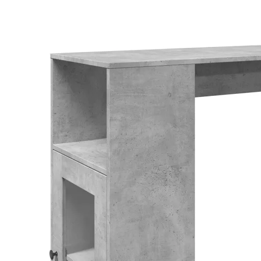 Betonszürke szerelt fa tárolórekeszes bárasztal 101x40x103,5 cm