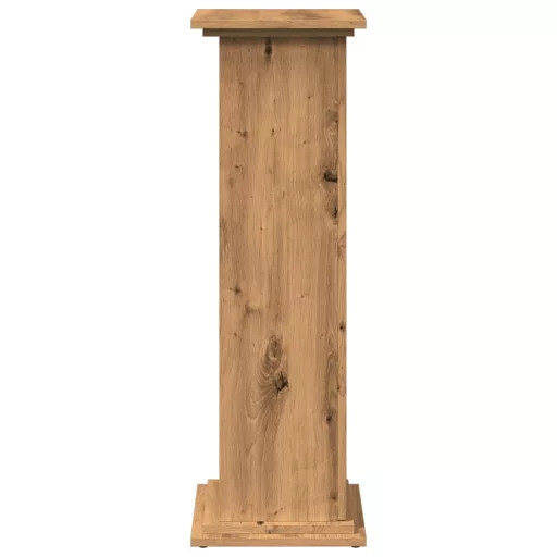 Kézműves tölgy szerelt fa bemutatóállvány tárolóval 31x30x90 cm