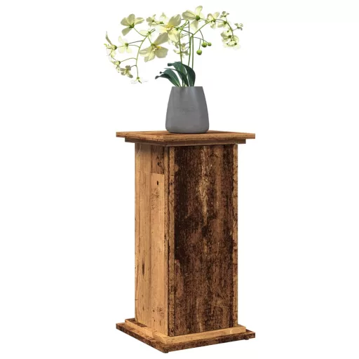 Antik fa színű szerelt fa bemutatóállvány tárolóval 31x30x60 cm