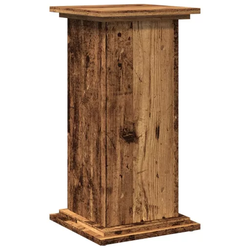 Antik fa színű szerelt fa bemutatóállvány tárolóval 31x30x60 cm