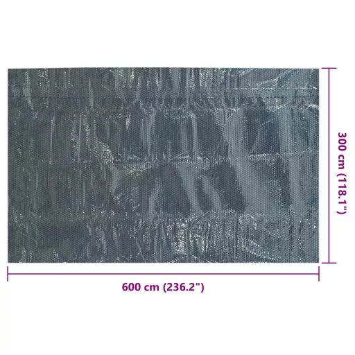 Fekete és kék napelemes lebegő PE medencefólia 600 x 300 cm
