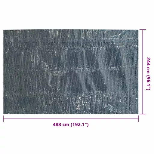 Fekete és kék napelemes lebegő PE medencefólia 488 x 244 cm
