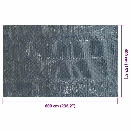 Fekete és kék napelemes lebegő PE medencefólia 600 x 400 cm