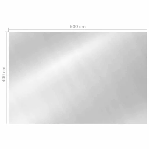 Ezüstszínű négyszögletes PE medencetakaró 600 x 400 cm
