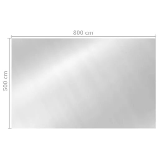 Ezüstszínű négyszögletes PE medencetakaró 800 x 500 cm
