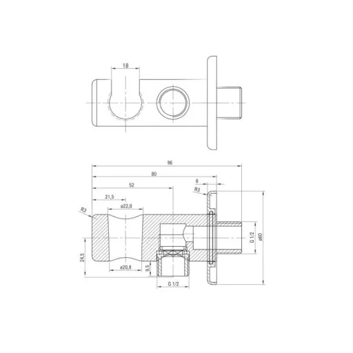 Cascada NERO sarokszelep-kerek 