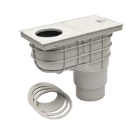   FixTrend ereszbekötő, lombfogó kosárral, rács nlk, alsó kifolyású, szürke, DN110/125