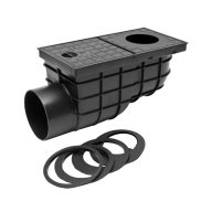   FixTrend univerzális ereszbekötő, műanyag, rács nlk, oldal kifolyású, fekete, DN110