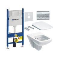   GEBERIT Duofix fali WC-szerelőelem szett, tartály, króm nyomólap, RF WC, ülőke, 112cm