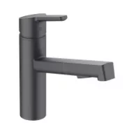   KLUDI M3 mosogató csaptelep, egykaros, álló, kihúzható zuhanyfejjel, matt fekete